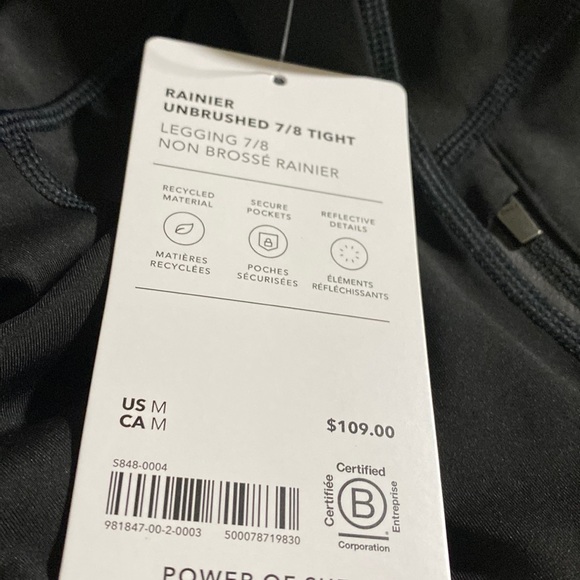 Athleta Rainier Unbrushed 7/8 Tight // Black - Picture 6 of 9